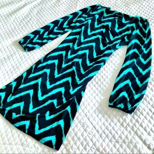 Modern INC Wrap Dress Aqua Green Black Stripe